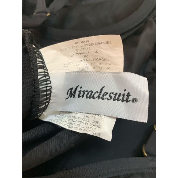 Miraclesuit  Underwire One Piece Gold Front Zip Black Swimsuit size 14 - Picture 3 of 6